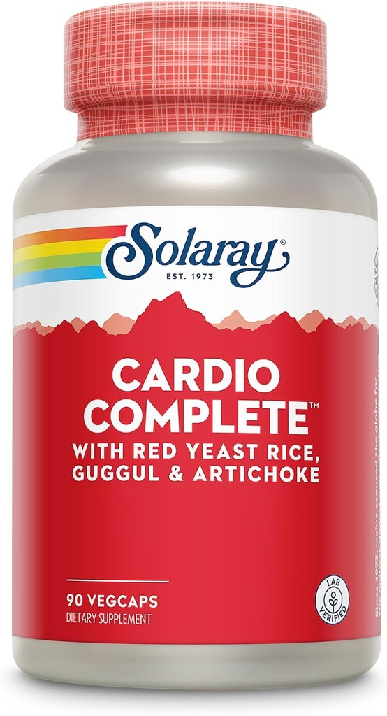 SOLARAY Cardio Red Yeast Rice, Guggul & Artichoke Extracts, Plus B Vitaminleri ve Daha Fazlası - Laboratuvar Onaylandı, 60 Günlük Garanti - 45 Hizmet, 90 VegCaps
