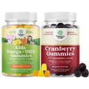 Plante Dayalı Omega 3 Gummies for Kids and Natural Cranberry Gummies for Women and Men - for Vision Immunity and Focus Support - For Urinary Tract Health Kidney Support Bladder and Immunity