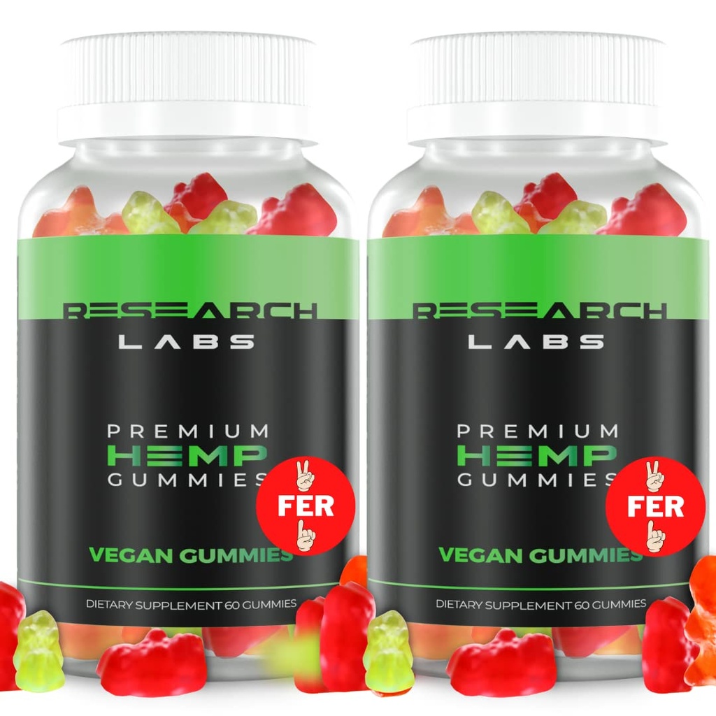 Araştırma Laboratuvarları - Premium Hemp Gummies 120 Kont, 2 Fer 1 Ad. Gelişmiş Formula 500.000 Ekstraksiyonu ile. Doğal - Vücut Aches, Worriedness & Feel Calm