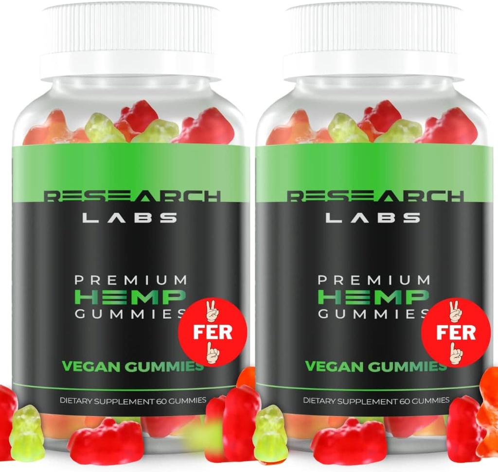 Araştırma Laboratuvarları - Premium Hemp Gummies 120 Kont, 2 Fer 1 Ad. Gelişmiş Formula 500.000 Ekstraksiyonu ile. Doğal - Vücut Aches, Worriedness & Feel Calm