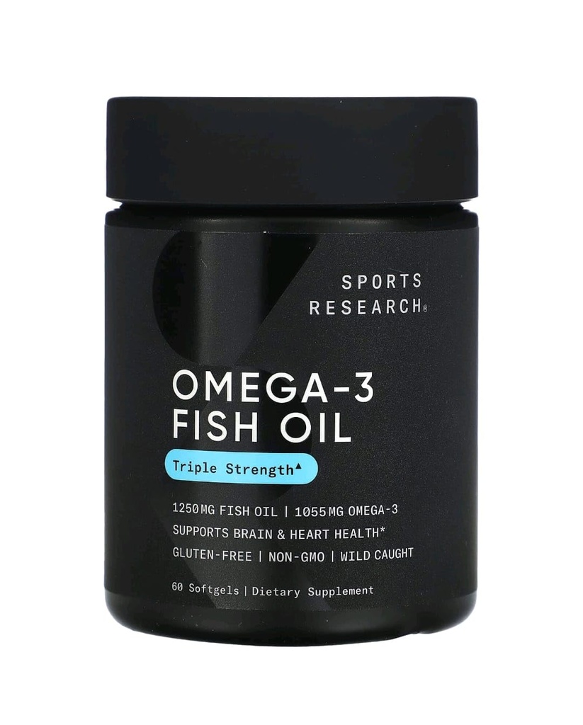 Spor Araştırması Omega-3 Fish Oil, Triple Strength, 60 Softgels