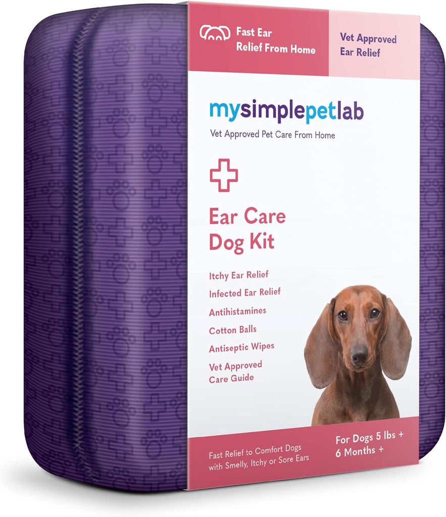 MySimplePetLab Ear Care Dog Kit I Medicated Tris Flush Köpek Kulakları Temiz I Enfeksiyon Tedavisine Girdi Ketoconazole I Hydrocortisone Drops I Comfort for Spicey, Itchy, Or Sore Ears