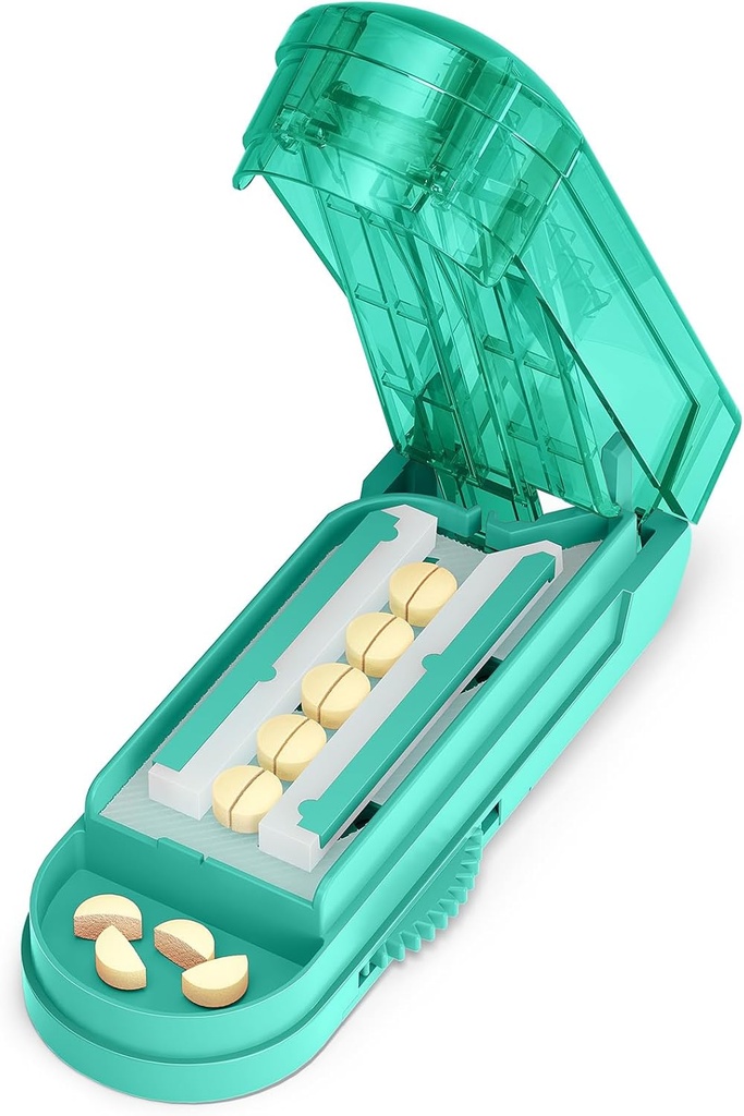 BİR PIX Pill XS Küçük ve Küçük Piller için Splitter, Yarım Bir Zamanda Birden Çok Pilleri Kesmek, Küçük veya Büyük Pill için Gizli Sharp Paslanmaz Çelik Bıçak, Cyan