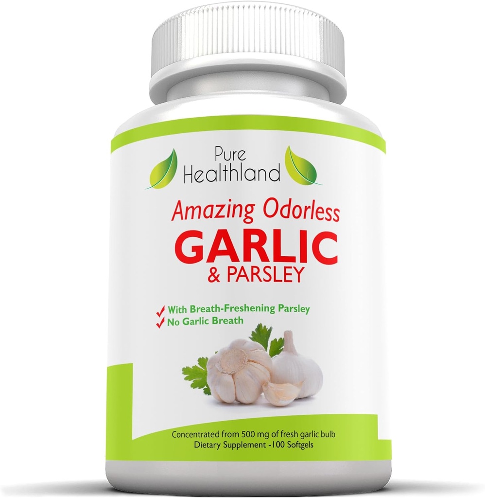 Άοσμη σκόρδα & μαϊντανό συμπλήρωμα Softgels – συμπυκνωμένο από φρέσκο σκόρδο Βολβοί – Allium Sativum για άνδρες & γυναίκες