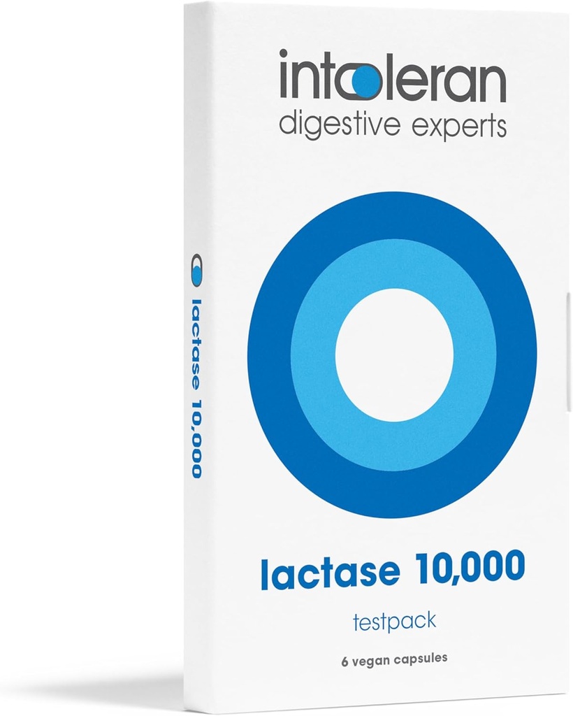 Toleran Lactase 10.000 Digestive Enzymes Test Paketi - 6 Capsules | Lactase Enzyme Digest Süt & Lactose | Yüksek Dosed & Fast Acting | Vegan | Low FAP multivitamin