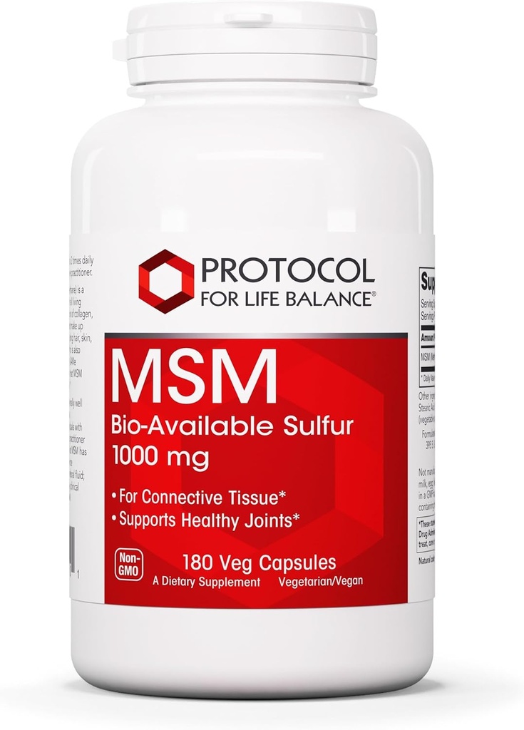 MSM Bio kullanılabilir Sulfur - 1.000 mg - Ortak Sağlık ve Sağlıklı Saç, Skin & Nails* - Vegan & Non-GMO - 180 Veg Capsules