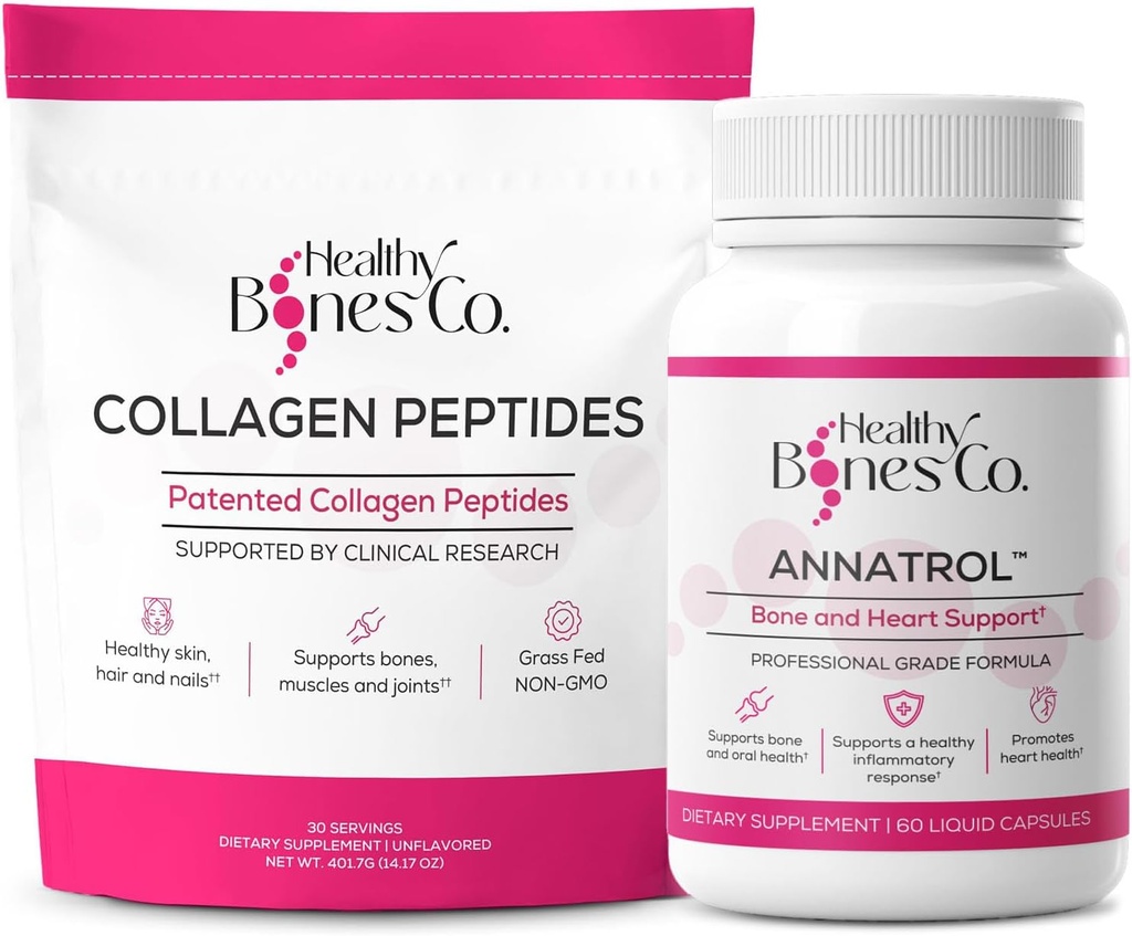 Annatrol Bone Support & FORTIBONE Collagen, w/TIGEL, VERISOL ve TENDOFORTE - Tamam Bone, Joint, Skin, Hair, Nails & Metabolic Support | 1 Ay Supply (Pouch, 401.7G)
