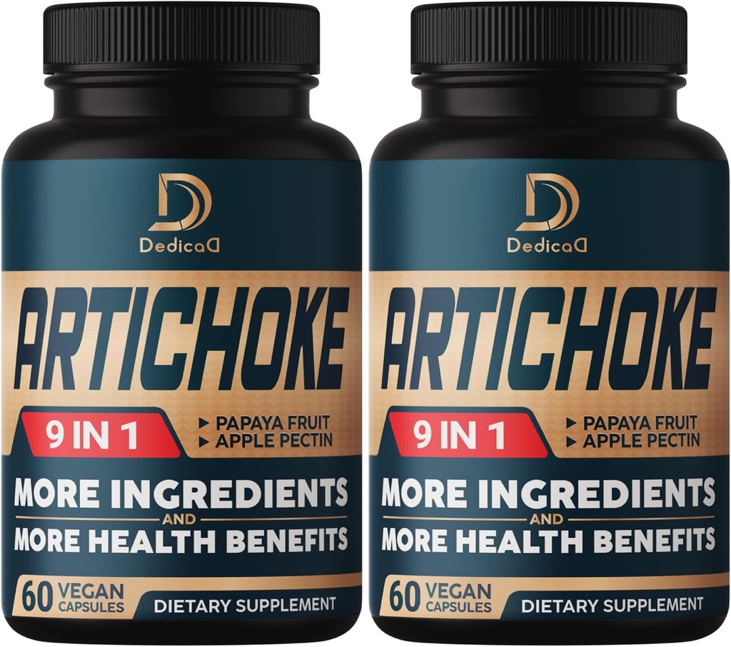 Artichoke Extract Capsules 6650 mg 4-Month Supply - Support Digestion, Immune Health & Body Balance - 9 Herbs Papaya, Apple Pectin, Ginger & More - Non-GMO 2 Packs 60 Capsules