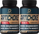Artichoke Extract Capsules 6650 mg 4-Month Supply - Support Digestion, Immune Health & Body Balance - 9 Herbs Papaya, Apple Pectin, Ginger & More - Non-GMO 2 Packs 60 Capsules