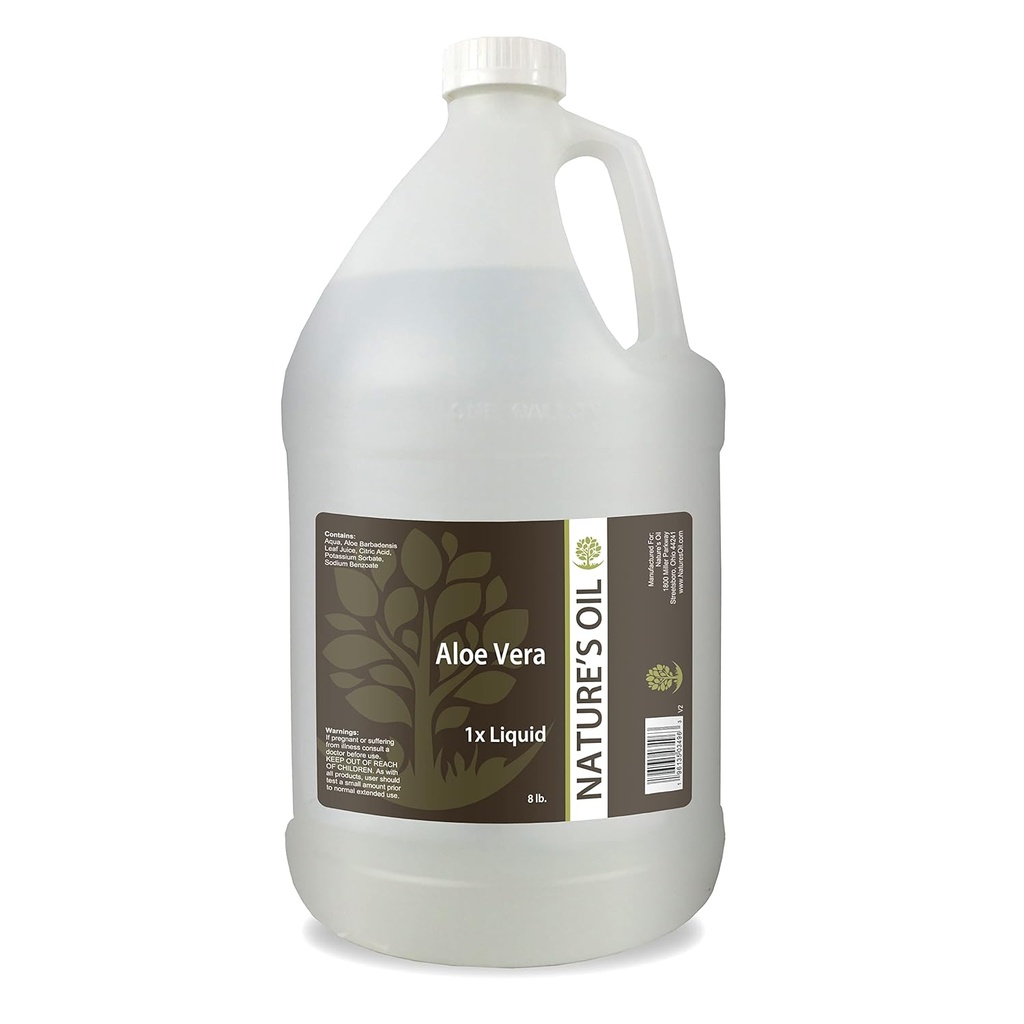 Nature's Oil Aloe Vera Liquid 1x, 8lbs (1 Gallon) Skin Care, Saç Bakımı ve DIY Kişisel Bakım için Saf Kurun