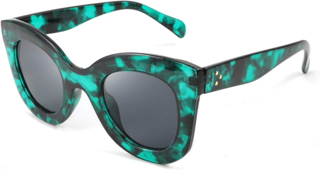 FEISEDY Retro Overscale Square Horn Sunglasses Semi Cat Eye Butterfly Glass BigSad Frame B2572