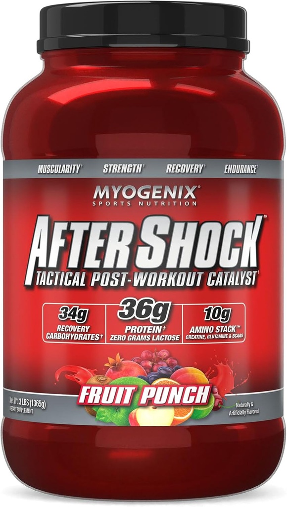 Myogenix Aftershock Post Workout – Kas Büyüme Whey Protein Tozu – Hızlar Kas Büyüme ve Kurtarma – Ortak Sağlık ve Replenishes Glycogen – Punch Meyve, 3 lbs