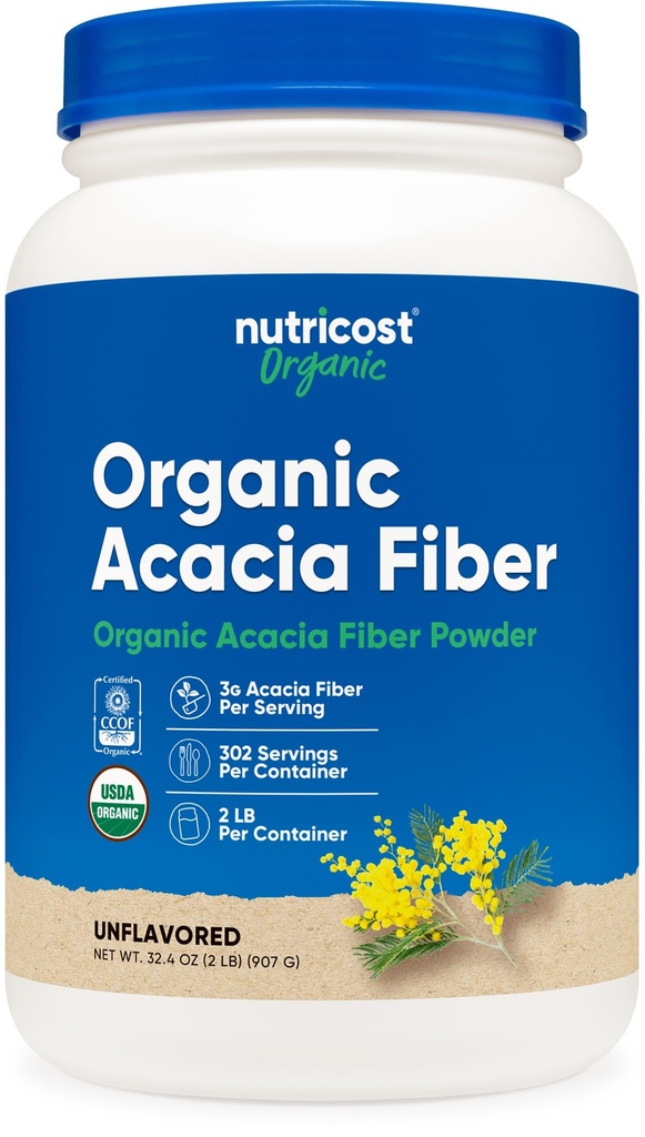 Nutricost Organic Acacia Fiber Toz (2 LB) - USDA sertifikalı Organik, Non-GMO, Gluten Free