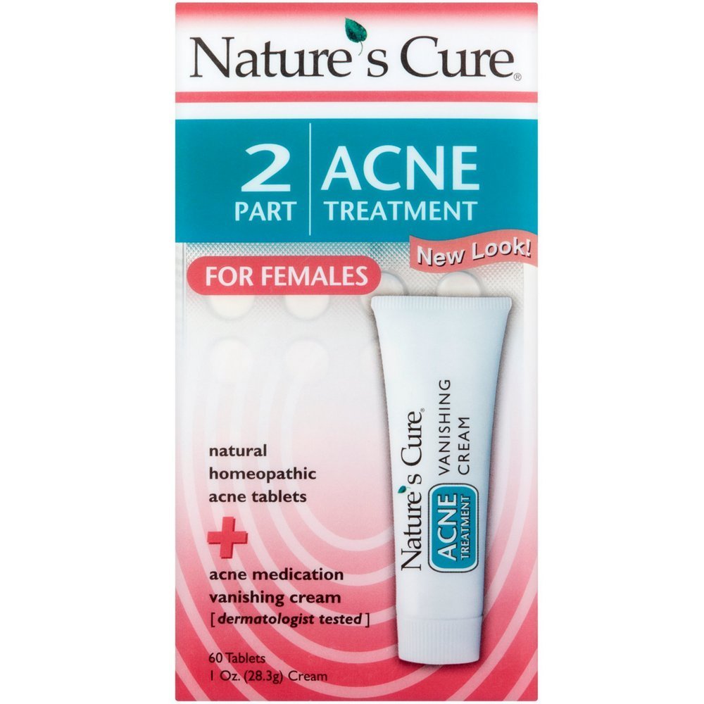 Θεραπεία της φύσης 2 Μέρος Acne Θεραπεία για τα θηλυκά 60 δισκία 1 oz Cream (πακέτο των 7)