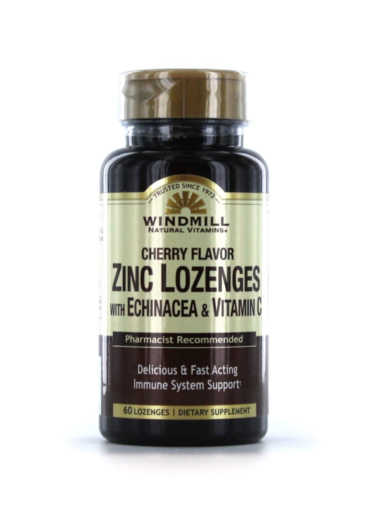 Ανεμόμυλος Βιταμίνες Zinc Lozenges Με Echinacea & βιταμίνη C - Cherry Flavor, 60 Lozenges, 60 Servings, 60 Count