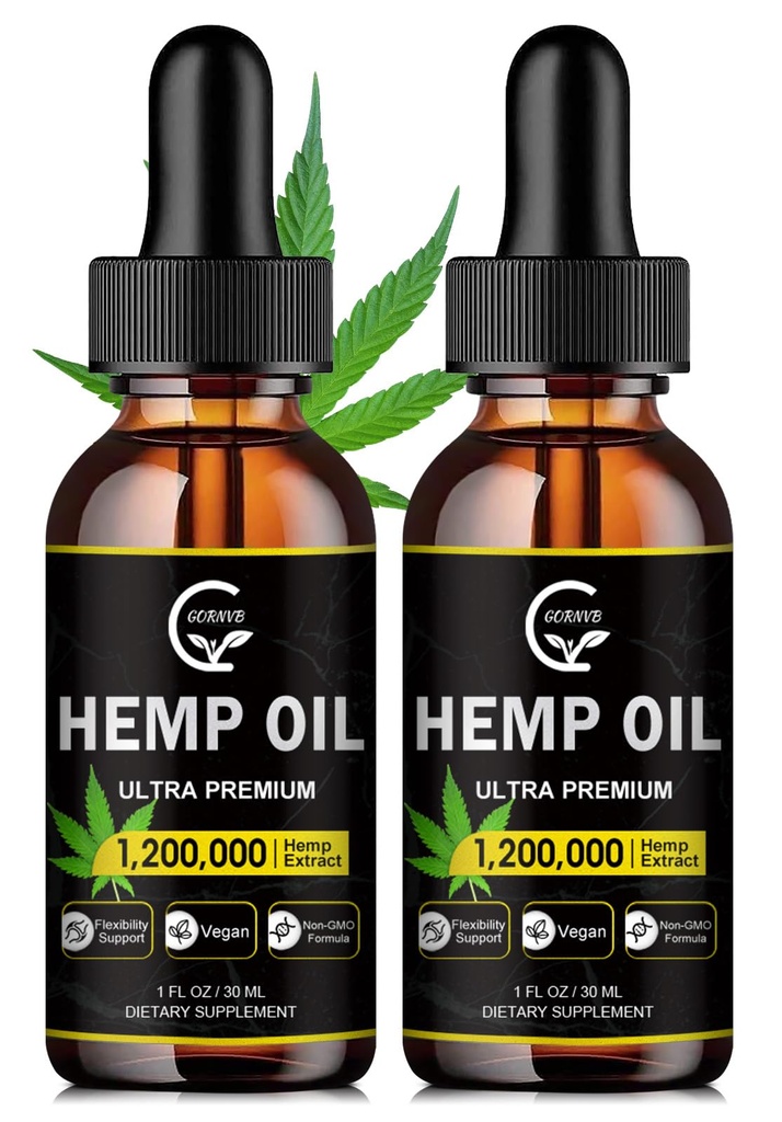 (2-Pack) Yüksek Potency Hemp Oil - maksimum Güçlü, Immune System Support, Focus Calm, Relaxation, Mood, Pure Extract, Organic, Vegan, Non-GMOMO