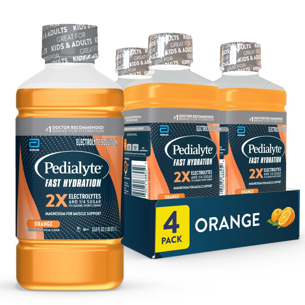 Pedialyte Fast Hydration Electrolyte Solution, Orange, Hydration Drink, 33.8 Fl Oz (Görünen 5)