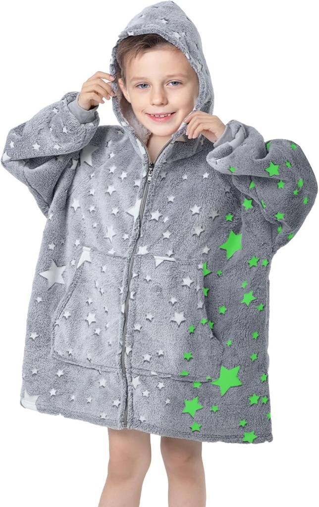 MeMoreCool Wearable Blanket Kids Blanket Hoodie, Hooded Blanket Kids Blankfyet Tershirt, Toddler Blanket with Hood