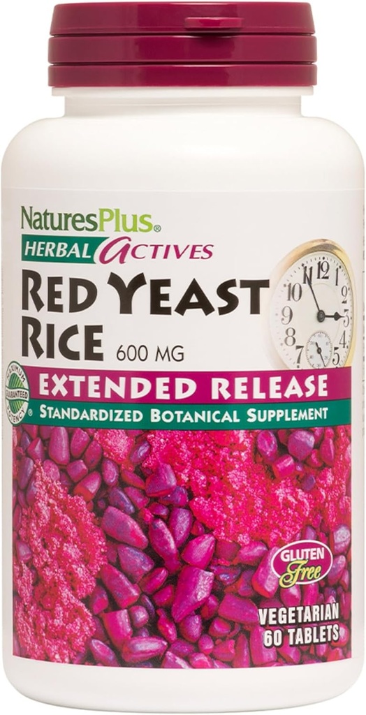 NaturesPlus Herbal Actives Red Yeast Rice, 600 mg - 60 Tablet, 3 Paket - General Well-Being - Vegetarian, Gluten Free - 180 Toplam Hizmetler