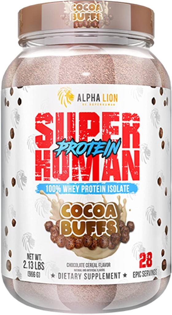 ALPHA LION Superhuman Whey protein Toz, Büyük Taşting Pure Whey Protein Isolate, Low Carb, Low Sugar, No Bloat Post Workout, Muscle Recovery & Growth (28 Hizmetler, Cocoa Buffs)