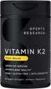 Sports Research® Vitamin K2, MK-7 100mcg with Coconut MCT Oil - 60 Veggie Softgels (2 Ay Supply) Vegan sertifikalı, Non-GMO TY, Gluten & Soy Free