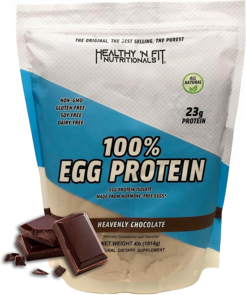 Healthy 'N Fit 100% Πρωτεΐνη Αυγού- Σοκολάτα (4lb): 100% Λευκή Πρωτεΐνη Αυγού. Μηδενική Λακτόζη, Μηδέν Ζάχαρη.- Εξαιρετικά καθαρή, Φυσική Πρωτεΐνη Αυγού Απομονωμένη