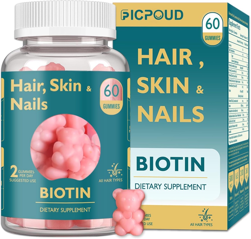 Δέρμα μαλλιών και νύχια Biotin Gummies, υποστηρίζει υγιή μαλλιά, δέρμα & νύχια, Vegan Βιταμίνες για γυναίκες & άνδρες, υποστηρίζει την ανάπτυξη των μαλλιών και ισχυρότερα νύχια, υγιή δέρμα, 30 ημέρες προσφοράς