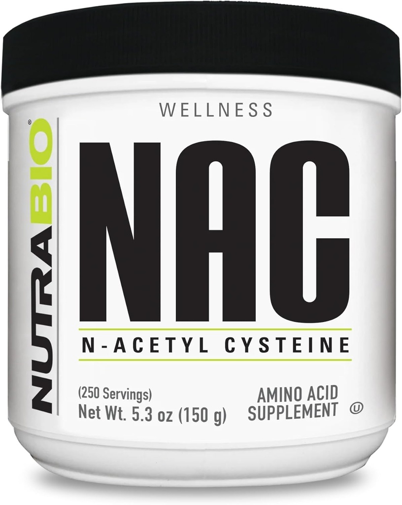 NutraBio N-Acetyl Cysteine συμπλήρωμα (NAC) - 150 γραμμάρια σκόνη, 600mg σερβιρίσματος - Ισχυρό Αντιοξειδωτικό - Ανοσοποιητική υποστήριξη - Χωρίς πληρωτικά - Μη ΓΤΟ - Χωρίς γλουτένη