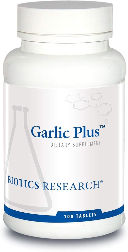 Biotics Research Garlic Plus Pure Garlic Concentrate Plus Βιταμίνη C και Χλωροφυλλίνες, Υποστηρίζει Καρδιαγγειακή Υγεία, Ανοσολογική Λειτουργία, Ισχυρό Αντιοξειδωτικό 100 Δισκία