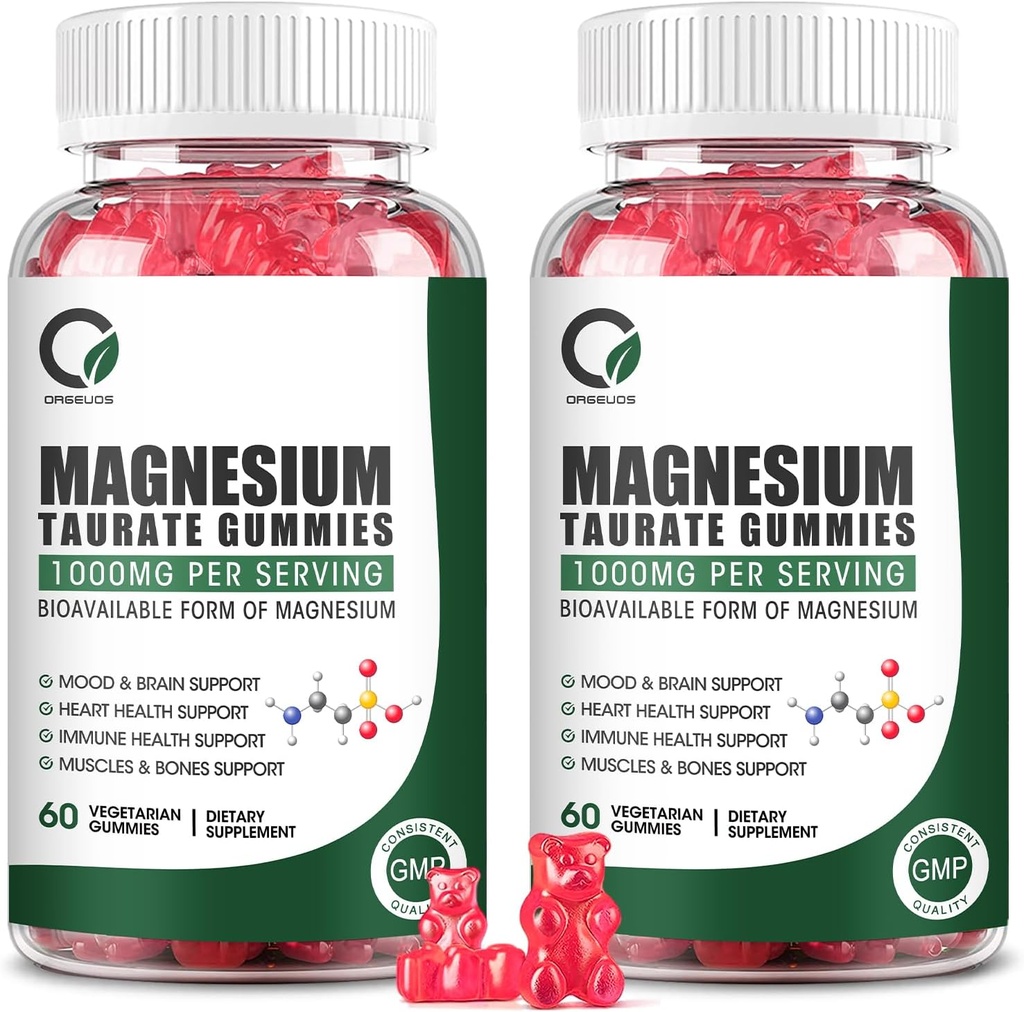 2 Pack Magnesium Taurate Gummies - Magnesium Taurate, Magnesium Glycinate, Magnesium Citrate Plus Zinc Vitamin B6, Support Heart Health, Muscle Relax, Bone Health - 120 Count