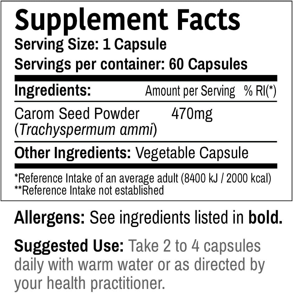 DR WAKDE'S Carom Tohum Kapsülleri (Celery Seed, Ajwain, 60 Veg Caps, Plant-Based Supplement, Ayurvedic Herb, All Natural, Vegan)