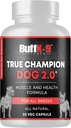 BuffK-9 Gerçek Champ 2.0 Muscle Building Supplement for Dogs, Canine Support Capsules with Vitamin B6 B12 Ashwagandha Folate for Muscle, Bone and Joint Support, 30 Veg Capsules