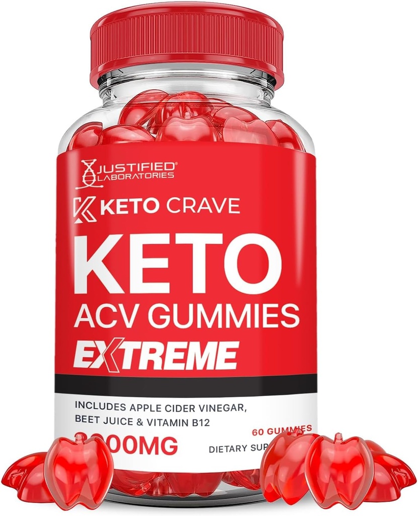 Justified Laboratories Keto Crave Keto ACV Gummies Extreme 2000MG Chem Crave Keto Gummies Advanced Formula Apple Cider Vinegar with Pomegranate Beet Juice B12 Vegan Non GMO 60 Gummys