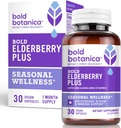 Bold Botanica Elderberry Plus - 65x Yoğun Siyah Yaşlılar, günlük Immune Support & Mevsimsel Wellness - Non-GMO, 30 Vegan Capsules