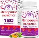 Kadınlar için 120 milyar CFU Menopause Probiyotiks, Hot Flashes Menopause, Night Sweats, Mood Swings, Gut ve Hormonlar - 60 Herbal Capsules
