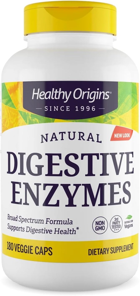 Sağlıklı Origins Digestive Enzymes (Broad Spectrum, Non-GMO, Gluten Free, Digestive Support), 180 Veggie Caps