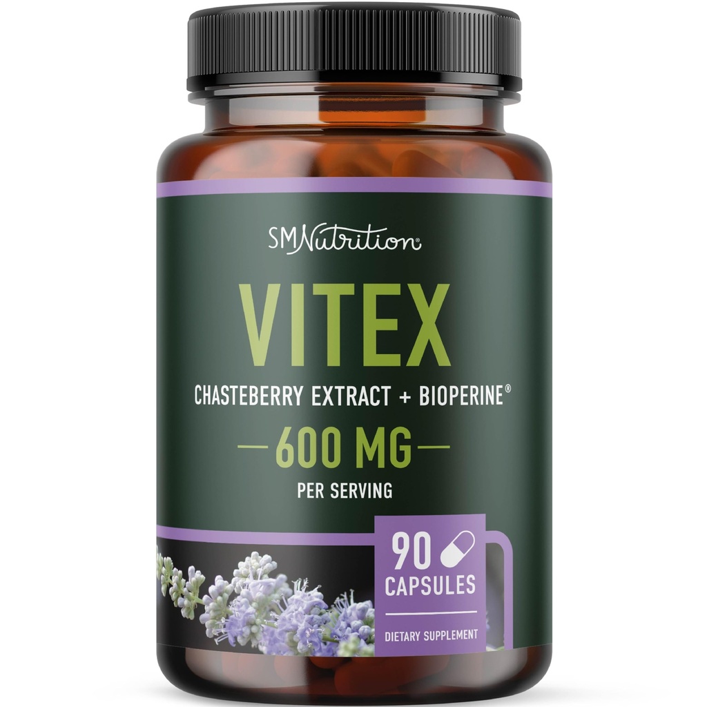Vitex Chasteberry Supplement 600 mg | Agnus Castus for Women's Hormon Balance, Menopause, Menstrual Regularity & Hormonal Acne* | sertifikalı Gluten-Free, Vegetarian | 90 Capsules, 3-Month Supply
