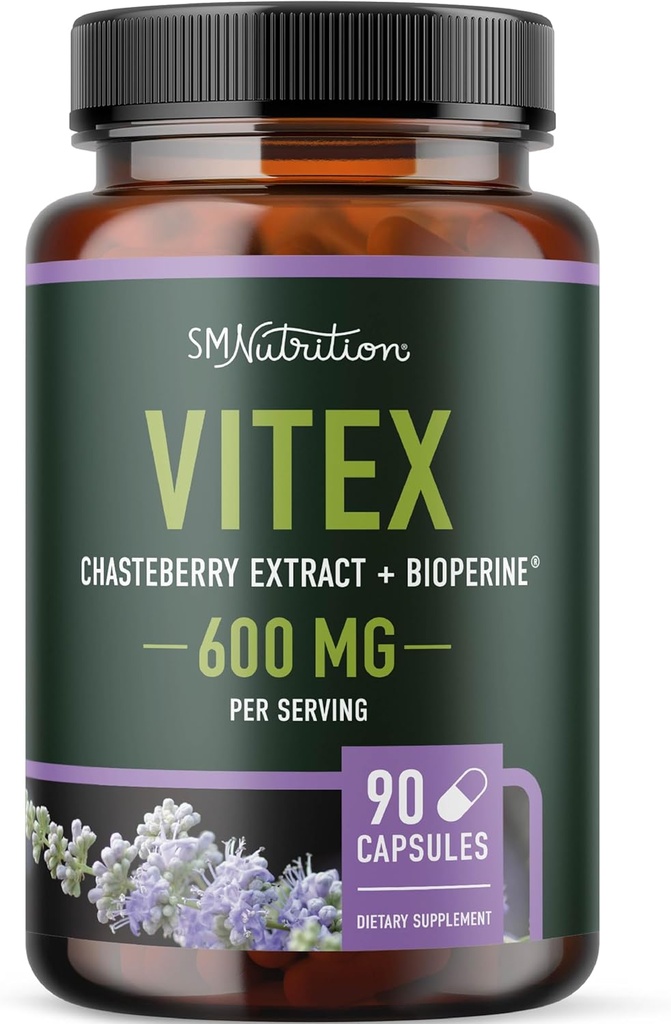 Vitex Chasteberry Supplement 600 mg | Agnus Castus for Women's Hormon Balance, Menopause, Menstrual Regularity & Hormonal Acne* | sertifikalı Gluten-Free, Vegetarian | 90 Capsules, 3-Month Supply