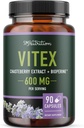 Vitex Chasteberry Supplement 600 mg | Agnus Castus for Women's Hormon Balance, Menopause, Menstrual Regularity & Hormonal Acne* | sertifikalı Gluten-Free, Vegetarian | 90 Capsules, 3-Month Supply
