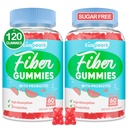 2 Packs - Yetişkinler için Fiber Gummies, Sugar Free Probiyotiks & Prebiyotik Fiber Gummies, Inulin, Fos & Chicory Root - For Regularity, Digestion & Gut Health - Vegan, Gluten Free, 120 Counts