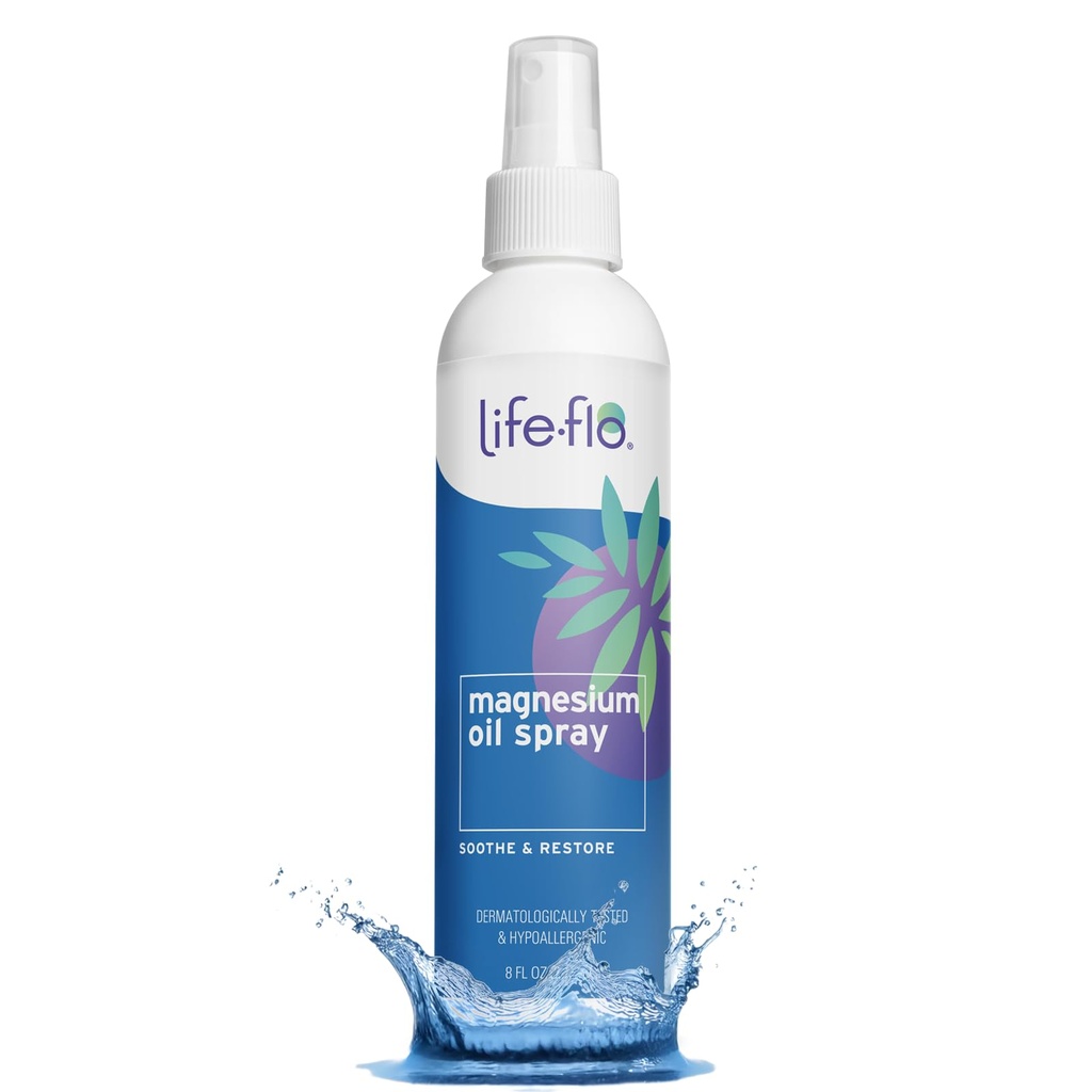 Life-Flo Pure Magnezyum Oil for Feet and Body - The Ancient Zechstein Seabed'den 100 Saf Magnezyum yapıştırıcısı - Ayaklar için Magnezyum Yağı, Rahatlama ve Rejuvenating Muscles & Commons - 8 ozz