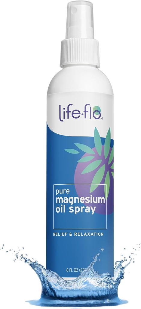 Life-Flo Pure Magnezyum Oil for Feet and Body - The Ancient Zechstein Seabed'den 100 Saf Magnezyum yapıştırıcısı - Ayaklar için Magnezyum Yağı, Rahatlama ve Rejuvenating Muscles & Commons - 8 ozz