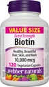 Webber Naturals Βιοτίνη επιπλέον δύναμη 10.000 mcg, 120 κάψουλες