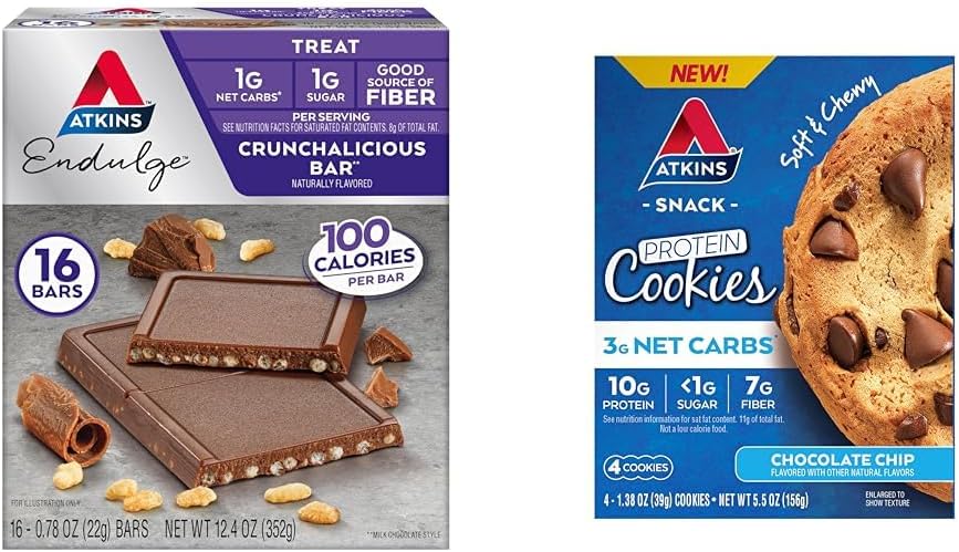 Atkins Endulge Crunchalicious Chocolate Bar, 16 Kont & Chocolate Chip proteini, 4 Kont