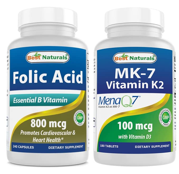 Best Naturals Φολικό οξύ 800 mcg & βιταμίνη K2 (MK7) με D3