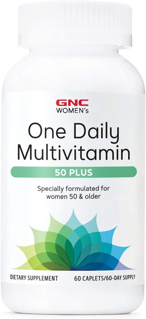 GNC Women's 50 Plus One Daily Multivitamin | Supports Bone, Eye, Memory, Brain and Skin Health with Vitamin D, Food and B12 | Helps Energy Production | 60 Caplets