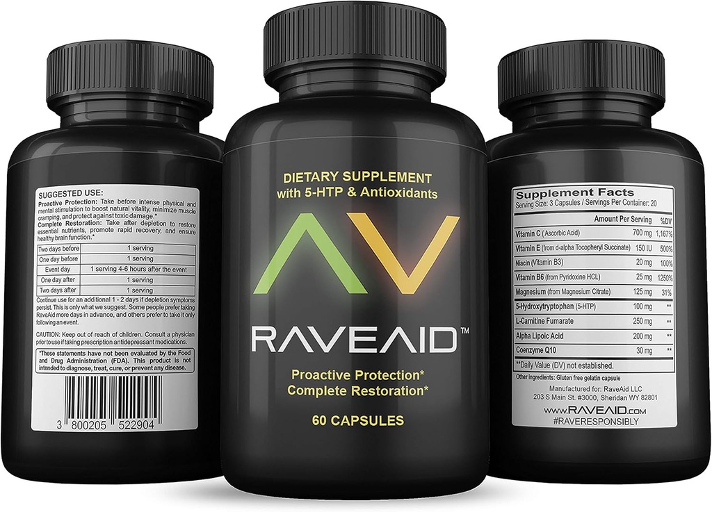 2011 yılından bu yana güvenildi - Comedowns, Cut Jaw Clenching, Neurotoxicity Protection | Parti & Rave Recovery Cure & Supplement (60 Capsules)