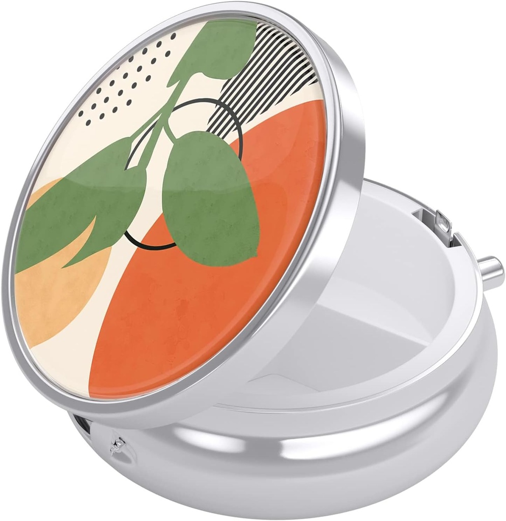 Nipichsha Pill Box, Küçük Pill Case for Purse & Pocket, Cute Travel Medicine Organizer, Portatif Tıp Konteynerleri Vitaminleri, İlaçları, Fish Oil & Supplement, Tropikal Bitkiler