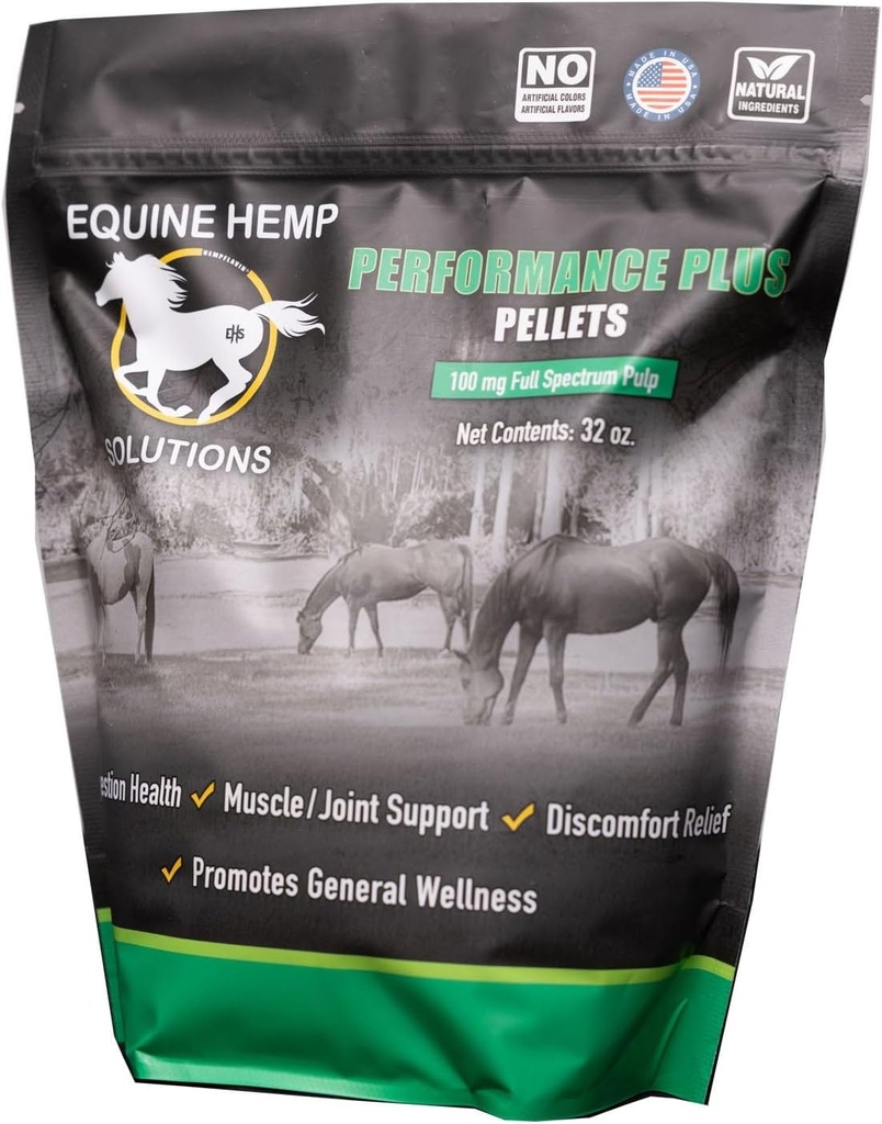 Performans Plus Equine Hemp 100 mg - 32 oz - Resmi Equine Hemp Ürün PRCA, WPRA, WSTR ve RSNC
