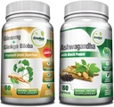 GreeNatr Premium Bundle for Holistic Well-Being: Βιολογικές κάψουλες Ashwagandha, με Μαύρο πιπέρι για ανακούφιση από το στρες, Plus Ginseng + Ginkgo Biloba Tablets, ένα Παραδοσιακό Ενισχυτικό Ενέργειας.